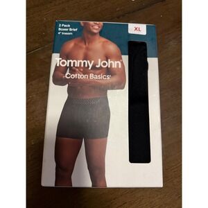 Tommy John Cotton Basics 2 Pack Boxer Briefs Black‎ 4 Inch Inseam Size XL